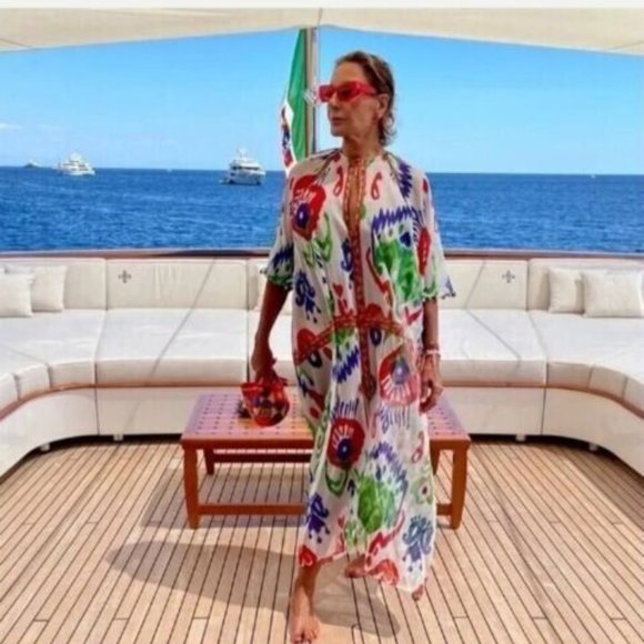 NWT ZARA BEADED PRINT KAFTAN, SIZE M/L - Picture 2 of 12